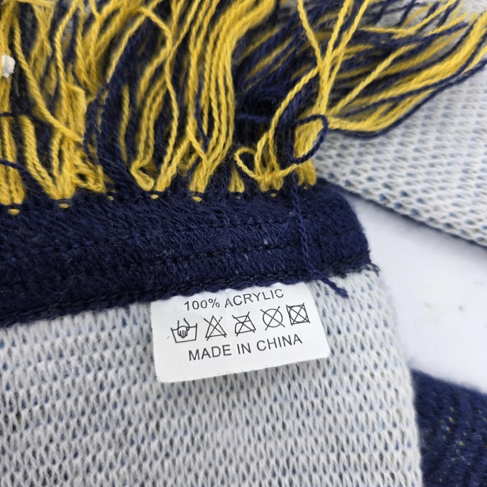 Lot Of 2 LA GALAXY MLS Soccer Team Winter Knit Fringed Scarf Reversible‎ Blue.